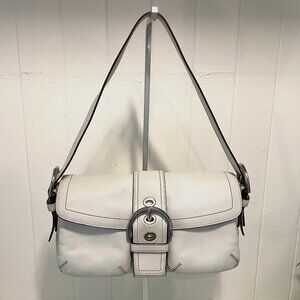 Vintage Coach Soho Double Pocket Buckle Shoulder Bag - 9434 - White